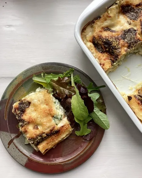 Rachel Roddy's Creation for Lasagna with Zucchini and Three Cheeses